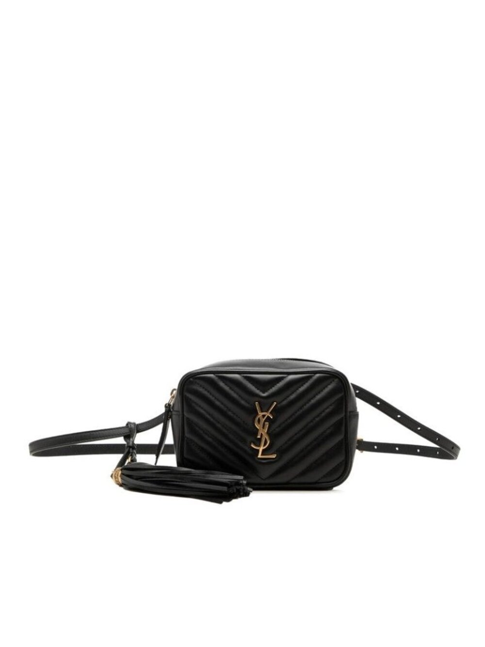 Saint Laurent Lou Tassel Crossbody Shoulder Bag Pochette Black Leather